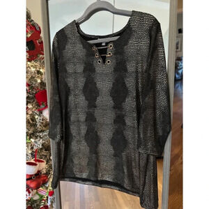 Women's J.M Collection Blouse, M, Black &‎ Gold